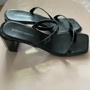 Jeffrey Campbell Jamm-3 Patent Strappy Block Heel Sandal